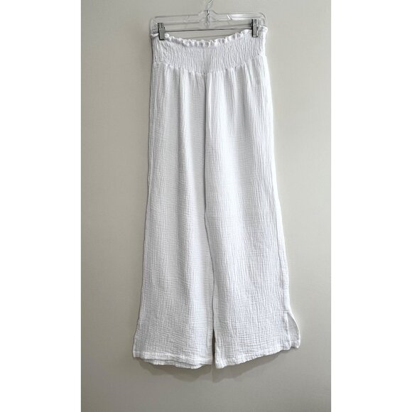 Joie Gauze Wide Leg Pants Womens L White High Rise Pull On Beach Boho Comfort - Picture 1 of 8